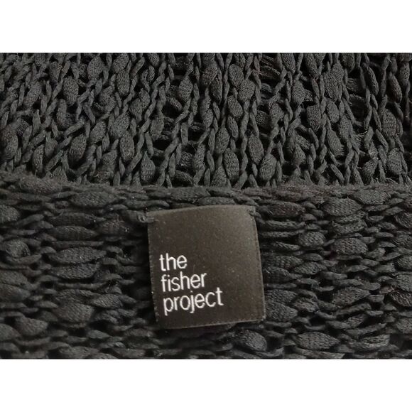 The Eileen fisher project womens small open knit top black whimsy gothic boho - Picture 6 of 7